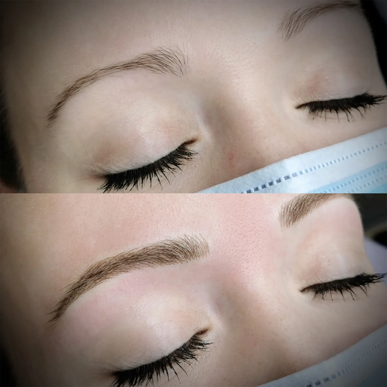 Before after Colonna Signature 001 Before and after eyebrows on a client, showing the results of a professional brow treatment by Tineke Colonna