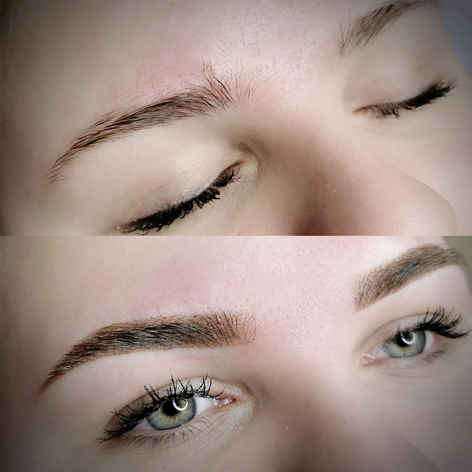 Before after Colonna Signature 002 Client’s eyebrows before and after a powder brow session at Colonna Signature