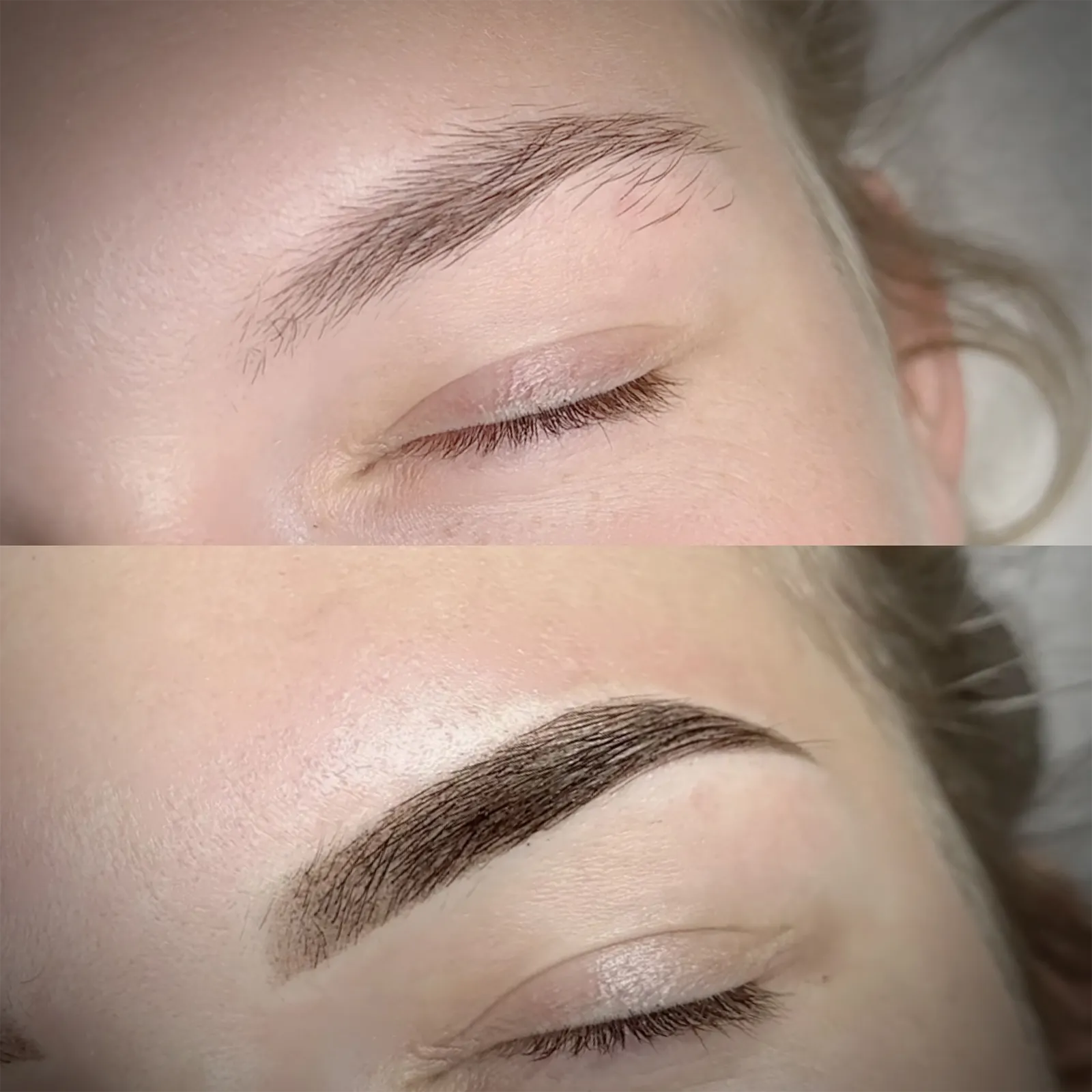 Before after Colonna Signature 011 Client’s eyebrows before and after a powder brow session at Colonna Signature